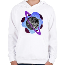 PRINTFASHION Purple cat planet - Gyerek kapucnis pulóver - Fehér gyerek pulóver, kardigán
