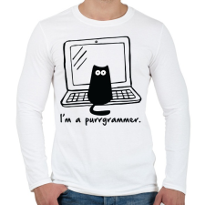 PRINTFASHION Purrgrammer  - Férfi hosszú ujjú póló - Fehér férfi póló