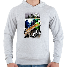 PRINTFASHION PUSH THE VOLUME - Férfi kapucnis pulóver - Sport szürke férfi pulóver, kardigán