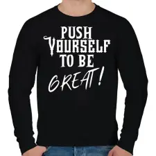PRINTFASHION Push yourself to be great - Férfi pulóver - Fekete férfi pulóver, kardigán