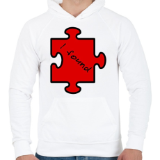 PRINTFASHION puzzle(férfi) - Férfi kapucnis pulóver - Fehér