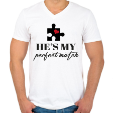 PRINTFASHION Puzzle - He - Férfi V-nyakú póló - Fehér férfi póló