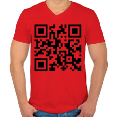 PRINTFASHION QR-kód - Férfi V-nyakú póló - Piros