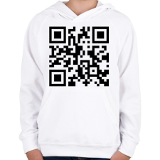PRINTFASHION QR-kód - Gyerek kapucnis pulóver - Fehér gyerek pulóver, kardigán
