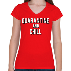PRINTFASHION Quarantine and Chill - Női V-nyakú póló - Piros