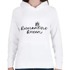PRINTFASHION Quarantine Queen - Női kapucnis pulóver - Fehér női pulóver, kardigán