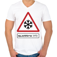 PRINTFASHION Quattro only - Férfi V-nyakú póló - Fehér férfi póló