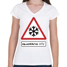 PRINTFASHION Quattro only - Női V-nyakú póló - Fehér