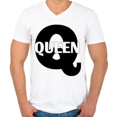 PRINTFASHION Queen  - Férfi V-nyakú póló - Fehér