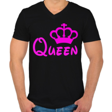 PRINTFASHION Queen - Férfi V-nyakú póló - Fekete férfi póló