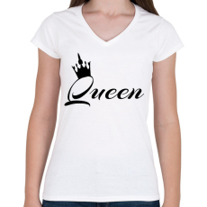 PRINTFASHION queen - Női V-nyakú póló - Fehér