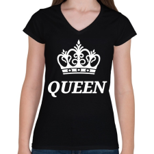 PRINTFASHION Queen  - Női V-nyakú póló - Fekete női póló