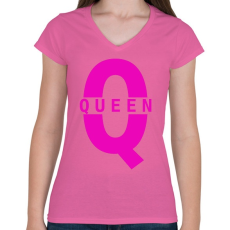 PRINTFASHION QUEEN - Női V-nyakú póló - Rózsaszín