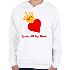 PRINTFASHION Queen of my heart - Gyerek kapucnis pulóver - Fehér