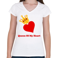 PRINTFASHION Queen of my heart - Női V-nyakú póló - Fehér női póló