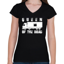 PRINTFASHION Queen of the road - Női V-nyakú póló - Fekete női póló