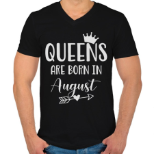 PRINTFASHION QUEENS are born in August - Férfi V-nyakú póló - Fekete férfi póló