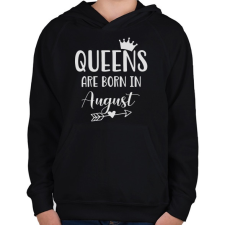 PRINTFASHION QUEENS are born in August - Gyerek kapucnis pulóver - Fekete gyerek pulóver, kardigán