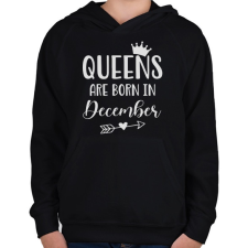 PRINTFASHION QUEENS are born in December - Gyerek kapucnis pulóver - Fekete gyerek pulóver, kardigán