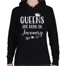 PRINTFASHION QUEENS are born in January - Női kapucnis pulóver - Fekete női pulóver, kardigán