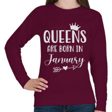 PRINTFASHION QUEENS are born in January - Női pulóver - Bordó