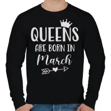 PRINTFASHION QUEENS are born in March - Férfi pulóver - Fekete férfi pulóver, kardigán
