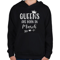 PRINTFASHION QUEENS are born in March - Gyerek kapucnis pulóver - Fekete