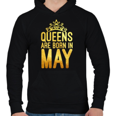 PRINTFASHION Queens are born in May - Férfi kapucnis pulóver - Fekete