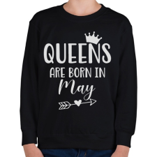 PRINTFASHION QUEENS are born in May - Gyerek pulóver - Fekete gyerek pulóver, kardigán