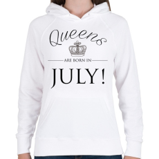 PRINTFASHION Queens are born in. - Női kapucnis pulóver - Fehér