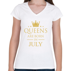 PRINTFASHION Queens születésnap - Női V-nyakú póló - Fehér