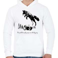 PRINTFASHION Quick brown fox - Férfi kapucnis pulóver - Fehér