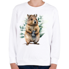 PRINTFASHION Quokka növényekkel - Gyerek pulóver - Fehér