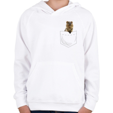 PRINTFASHION Quokka zsebben - Gyerek kapucnis pulóver - Fehér