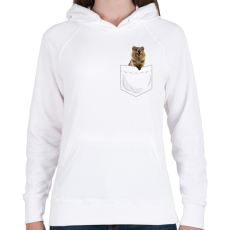 PRINTFASHION Quokka zsebben - Női kapucnis pulóver - Fehér