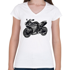 PRINTFASHION R1 - Női V-nyakú póló - Fehér