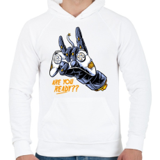 PRINTFASHION R U ready? - Férfi kapucnis pulóver - Fehér