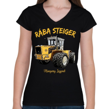 PRINTFASHION Rába steiger  - Női V-nyakú póló - Fekete női póló