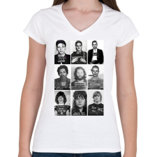 PRINTFASHION Rács mögött. - Női V-nyakú póló - Fehér női póló