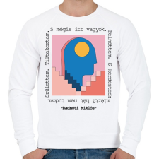 PRINTFASHION Radnóti Miklós - Születtem. Tiltakoztam. - Férfi pulóver - Fehér férfi pulóver, kardigán