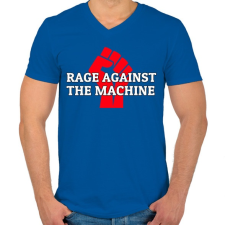 PRINTFASHION Rage against - Férfi V-nyakú póló - Királykék férfi póló