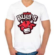 PRINTFASHION Raging Bulls - Férfi V-nyakú póló - Fehér