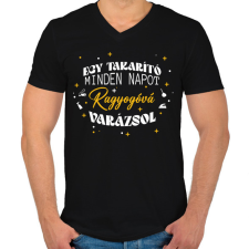 PRINTFASHION Ragyogóvá varázsol - Férfi V-nyakú póló - Fekete férfi póló