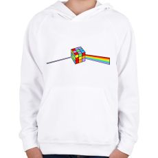 PRINTFASHION Rainbow cube - Gyerek kapucnis pulóver - Fehér