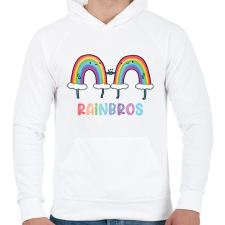 PRINTFASHION RainBros - Férfi kapucnis pulóver - Fehér férfi pulóver, kardigán