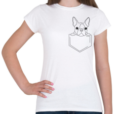 PRINTFASHION Rajzolt Boston terrier zsebben - Női póló - Fehér női póló