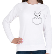 PRINTFASHION Rajzolt Boston terrier zsebben - Női pulóver - Fehér női pulóver, kardigán