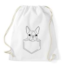 PRINTFASHION Rajzolt Boston terrier zsebben - Sportzsák, Tornazsák - Fehér tornazsák