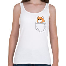 PRINTFASHION Rajzolt hörcsög zsebben - Női atléta - Fehér női trikó