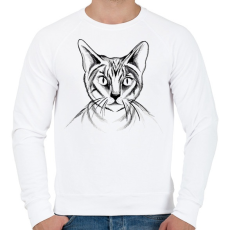 PRINTFASHION Rajzolt macska - Férfi pulóver - Fehér